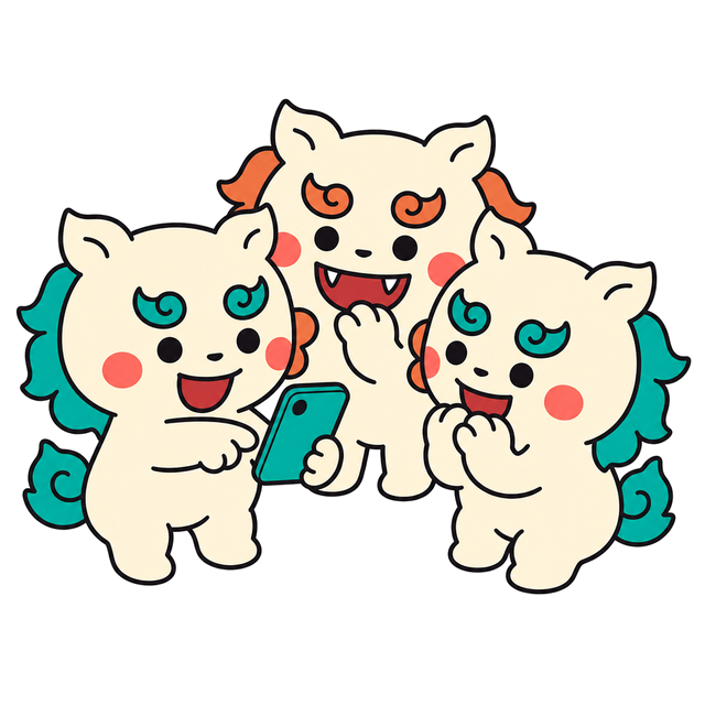 友だち同士がスマホを見せ合って話しているイラスト